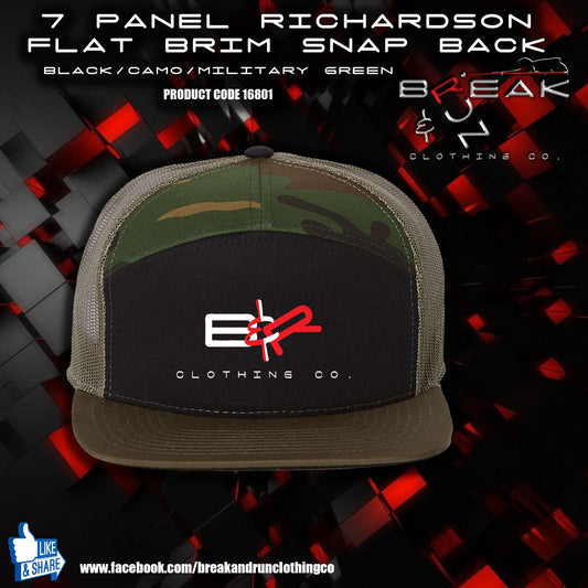 Richardson Seven-Panel Embroidered Trucker Cap Black/Camo/Military Green - 16801
