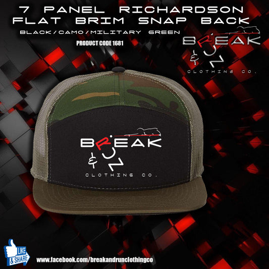 Richardson Seven-Panel Embroidered Trucker Cap Black/Camo/Military Green - 1681