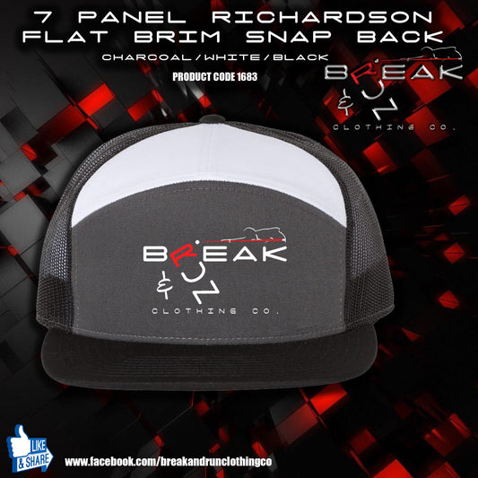 Richardson Seven-Panel Embroidered Trucker Cap Charcoal/White/Black - 1683